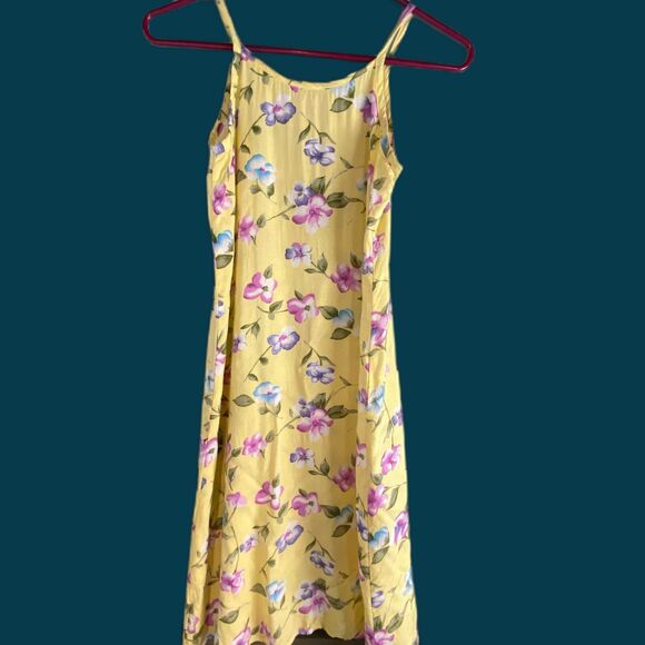 Vintage AMY TOO! Yellow High Neck Floral Sun Dress Girls Size 8 - Picture 2 of 7